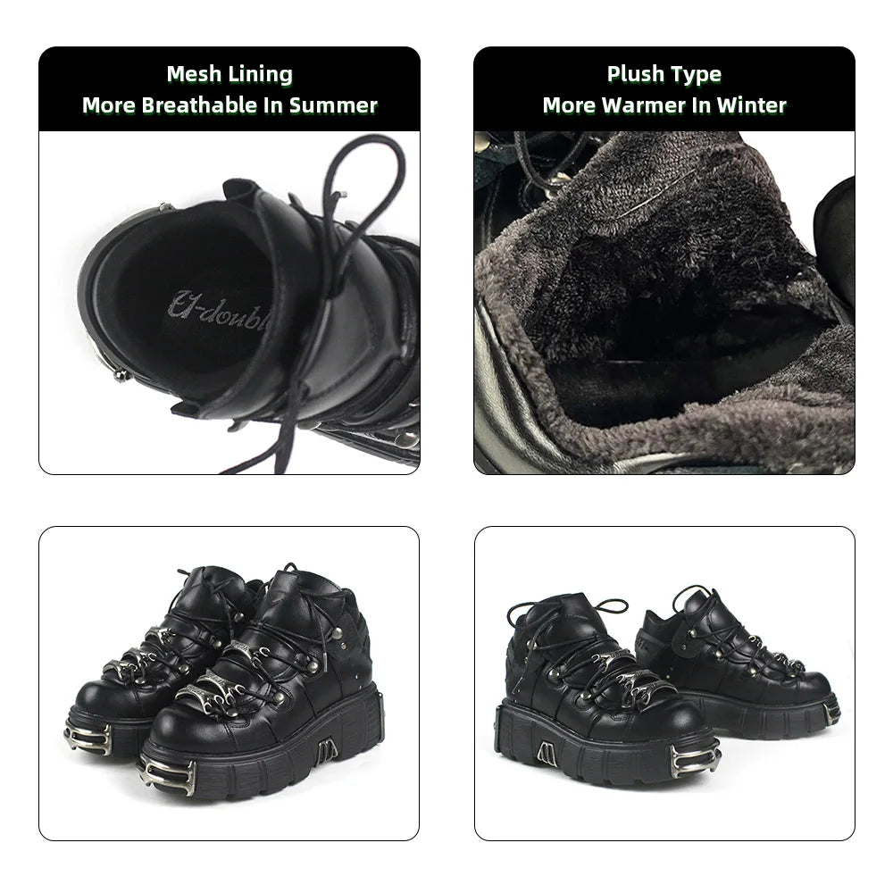 Goth Platform Sneakers for Women - Edgy Style in Classic Black Maxct