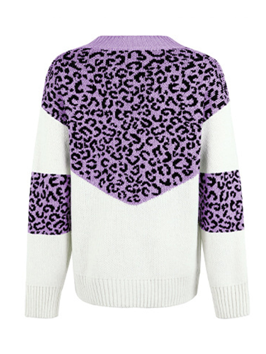 Maxct &Leopard V-Neck Dropped Shoulder Sweater