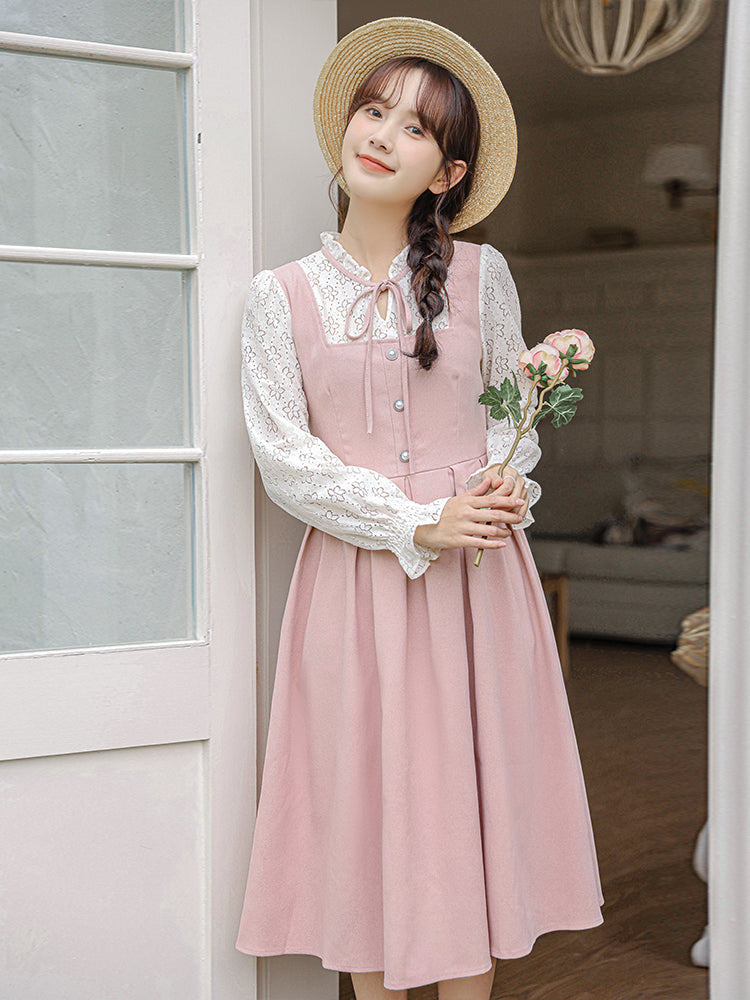 Floral Lace Twofer Midi Dress Maxct