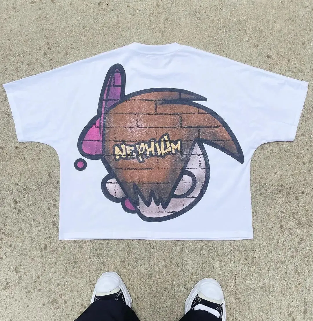 Maxct Streetwear Mens Womens Clothing Harajuku Cartoon Kids Graphic Printed T Shirts Casual Cotton Summer Short Sleeves New Y2K Tops