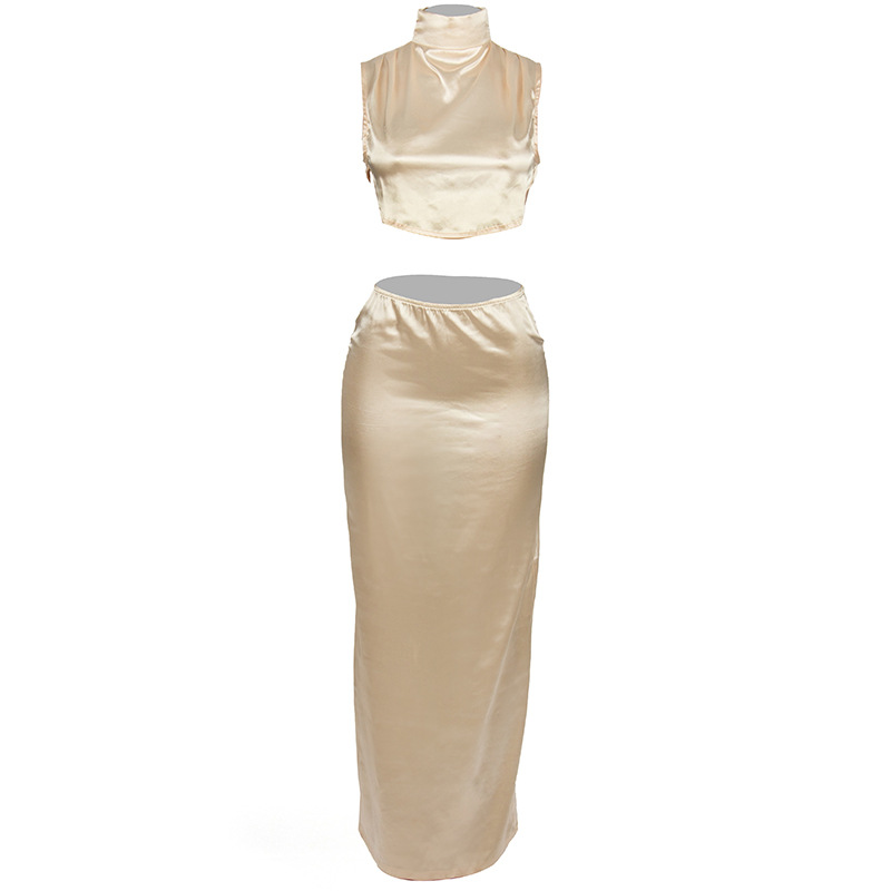Maxct going out outfits A118st Summer New Sexy Lace-up Navel Vest Top Slim Women's Long Dress Suit