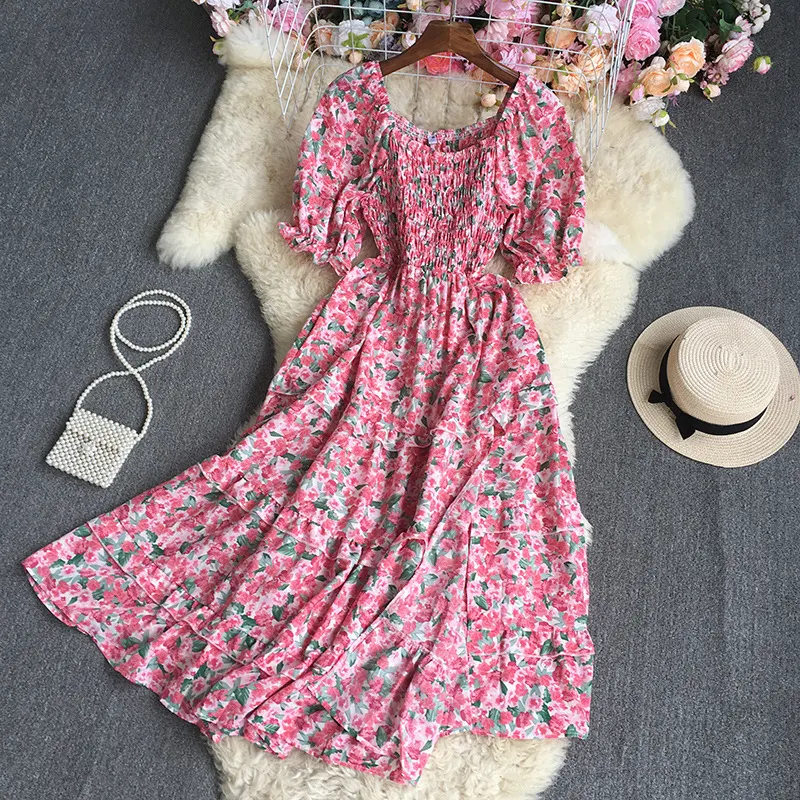 Maxct Maxct Broken Flowers Tighten Short-Sleeved Dress