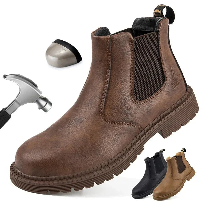 Steel Toe Leather Boots for Men Waterproof Safety Work Shoes Maxct