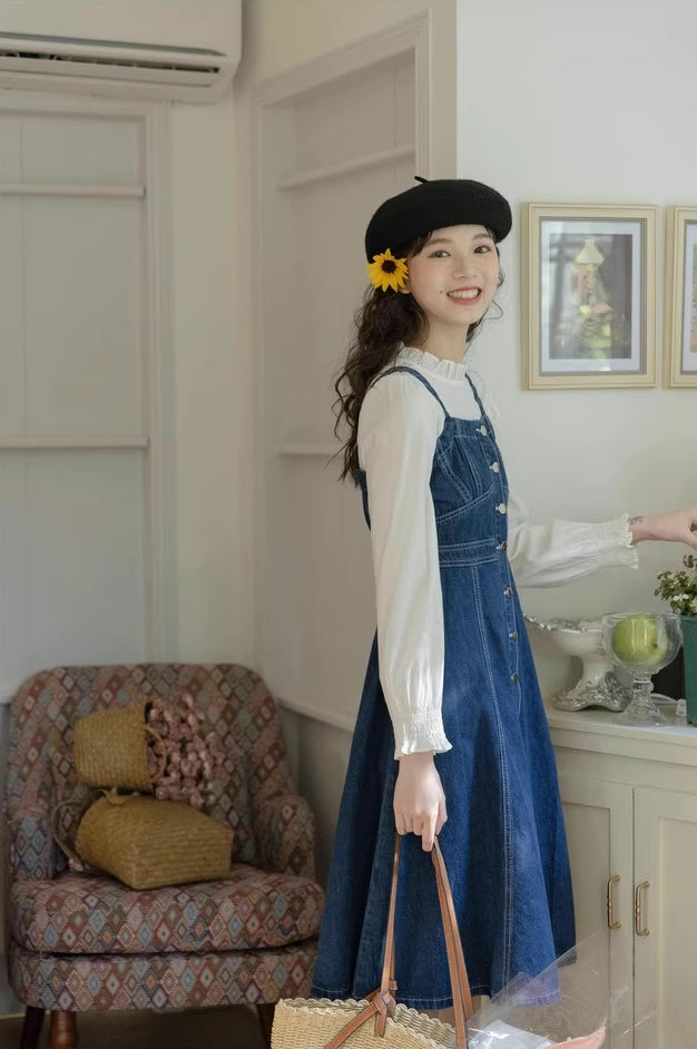 Button Down Denim Cami Midi Dress Maxct
