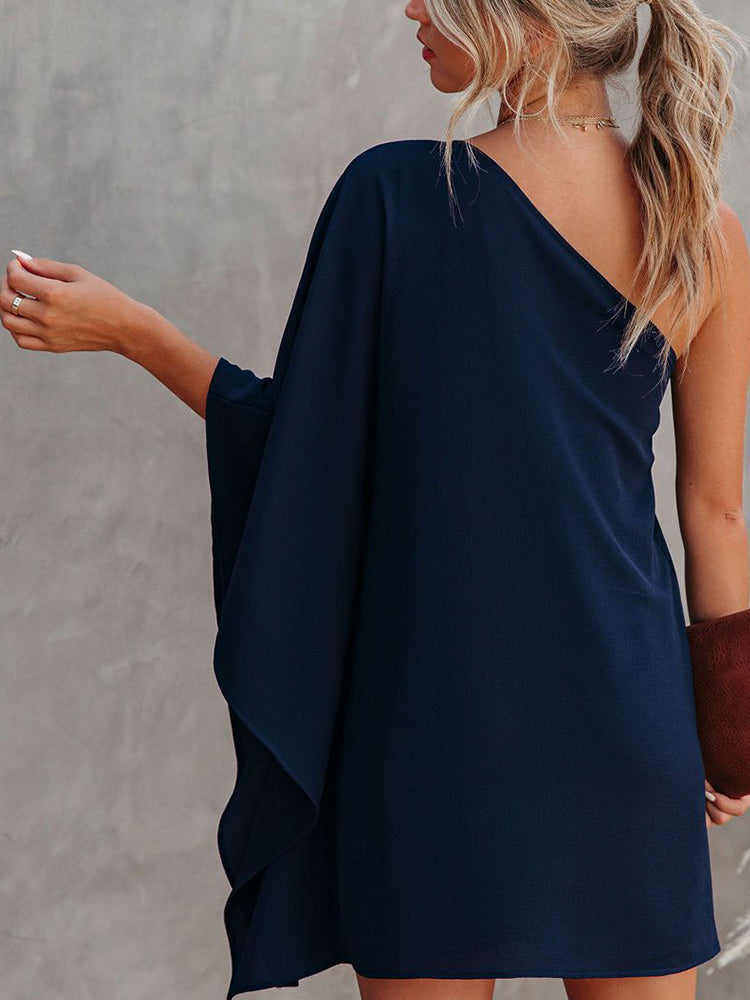 One Shoulder Batwing Sleeve Mini Dress Maxct
