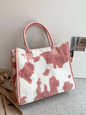 Fluffy Heart Pattern Shoulder Tote Bag - Women Tote Bags