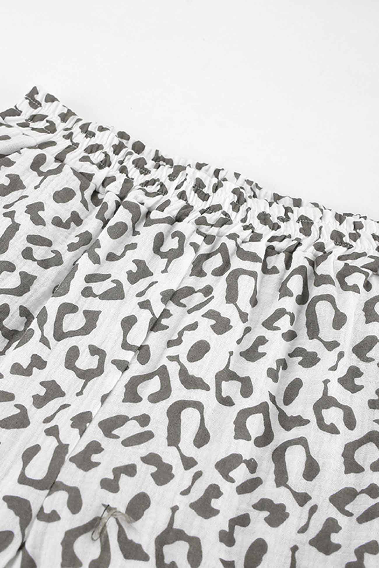 Maxct Cotton Leopard Shirt Long Pants Two-Piece Set