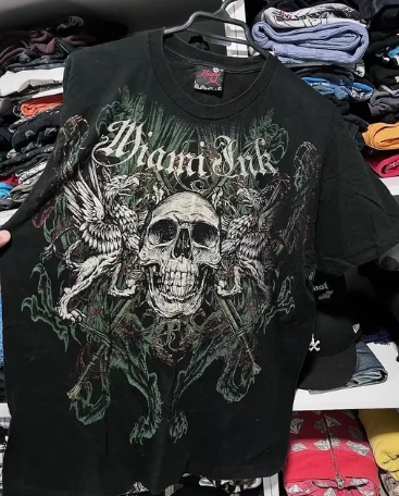 Maxct American Retro High Street Portrait Short-sleeved T-shirt Y2K Summer Hip-hop Printing Loose Round Neck Cotton Washed T-shirt