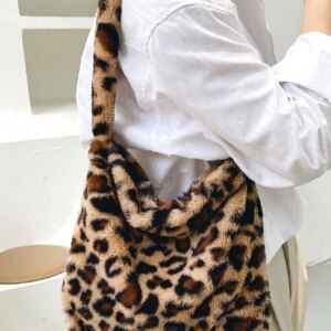Bag For Love - Fluffy Leopard Pattern Square Bag - Women Maxct Bags
