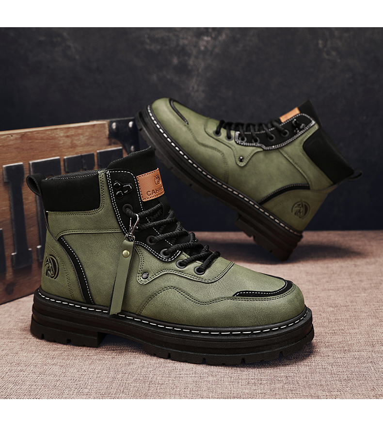 Platform Leather Men's Martin Boots - true deals club