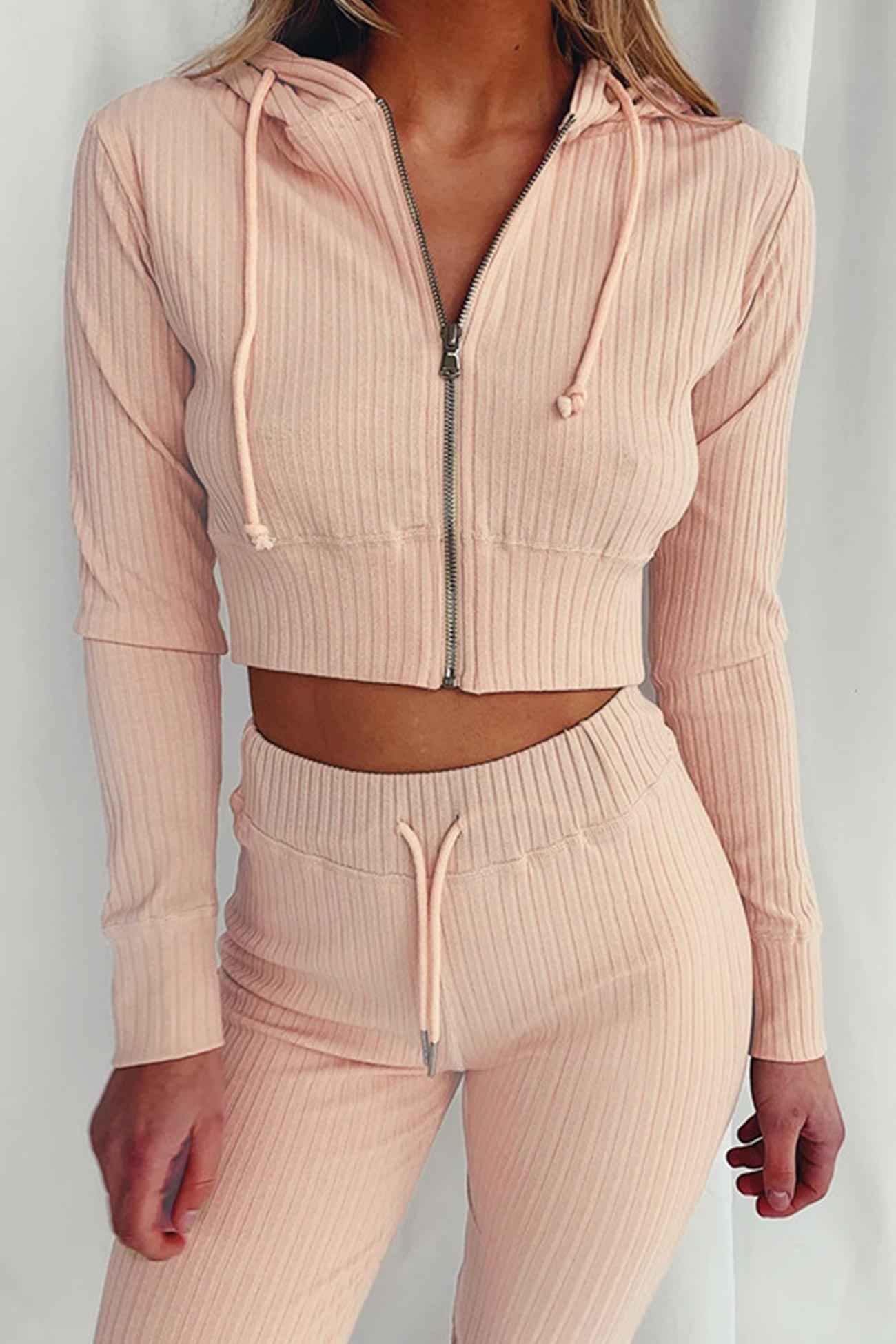 Maxct Ribbed Knit Hoodie Long Pants Suits