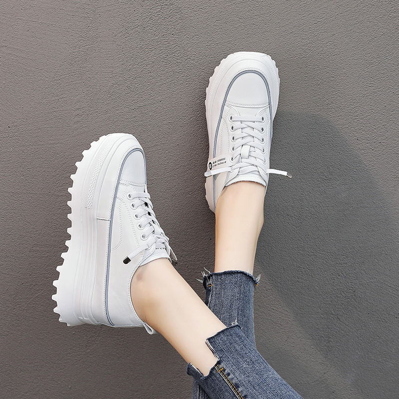 Platform Leather Sneaker Pumps for Women - true-deals-club