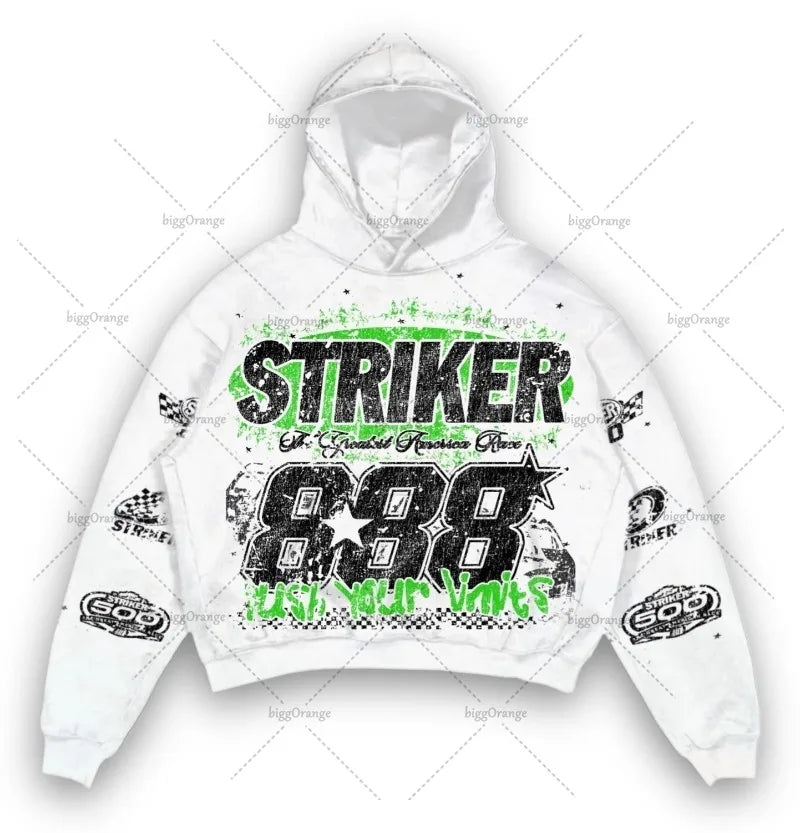 Maxct European and American High Street Fashion Brand Clothing Printed Loose Pullover Hoodie Men Street Hip-hop Oversized Sweatshirt
