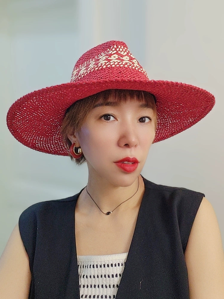 Maxct Straw Hat Japanese Style Black Brown Panama Women's Beach Big Brim