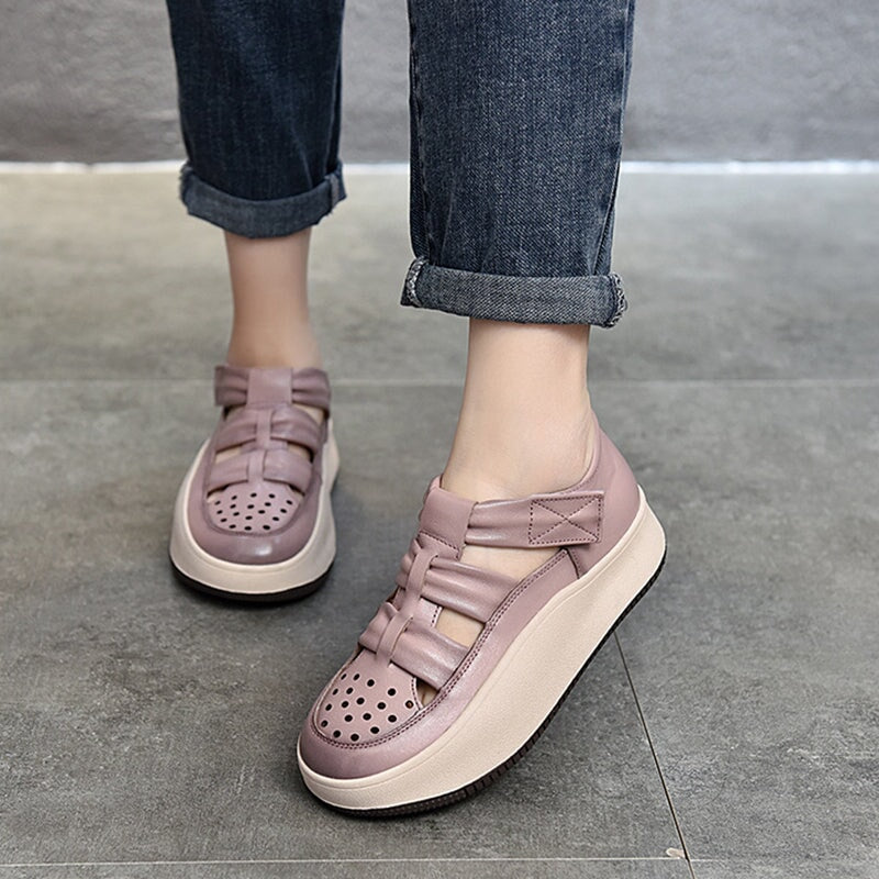 Touch-strap Perforated Platform Sneakers Maxct