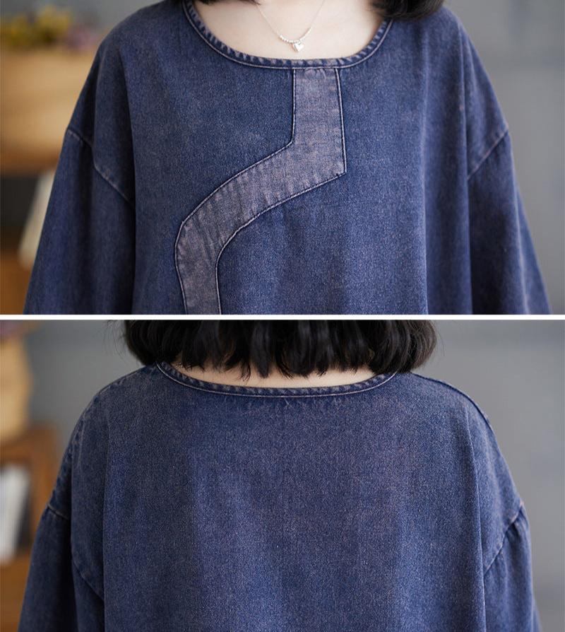 Maxct Women Autumn Denim Long Sleeves Dress