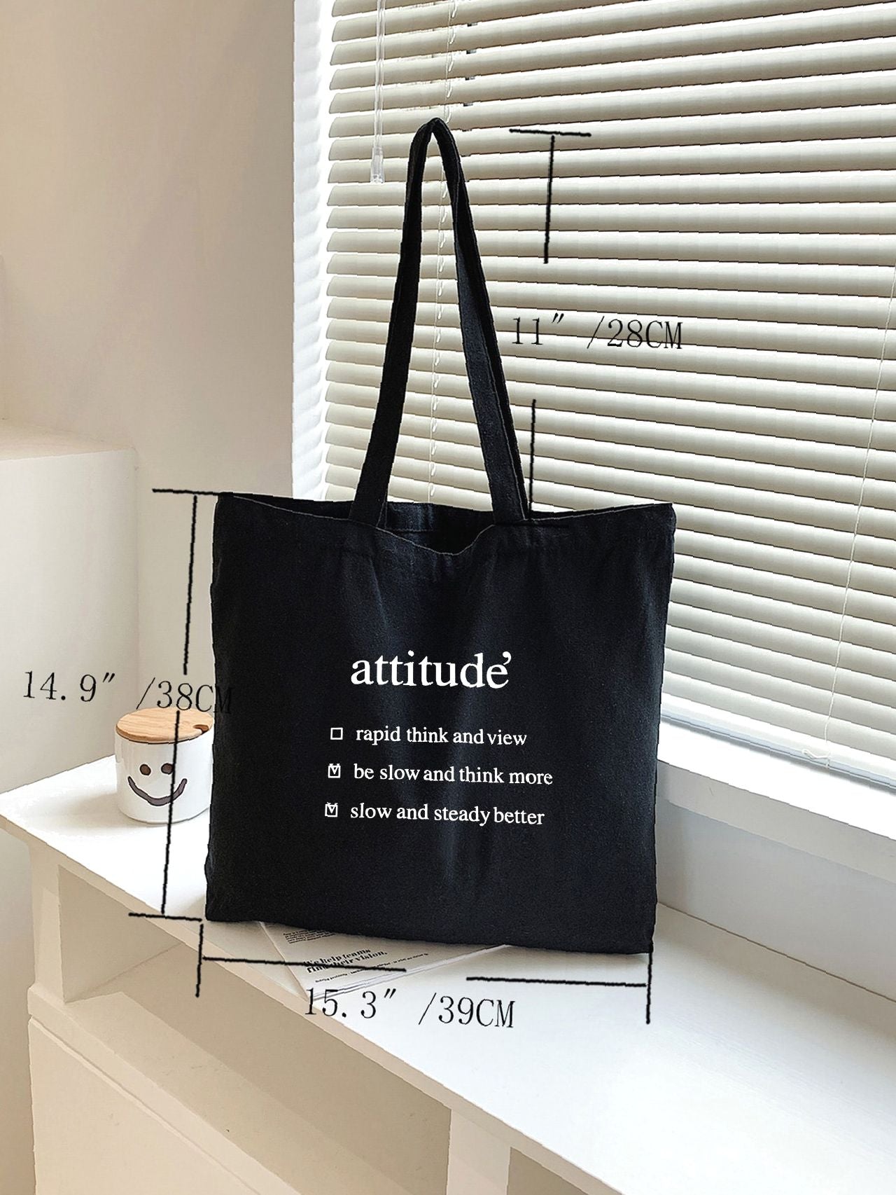 Maxct - Letter Graphic Canvas Shopper Bag  - Women Tote Bags