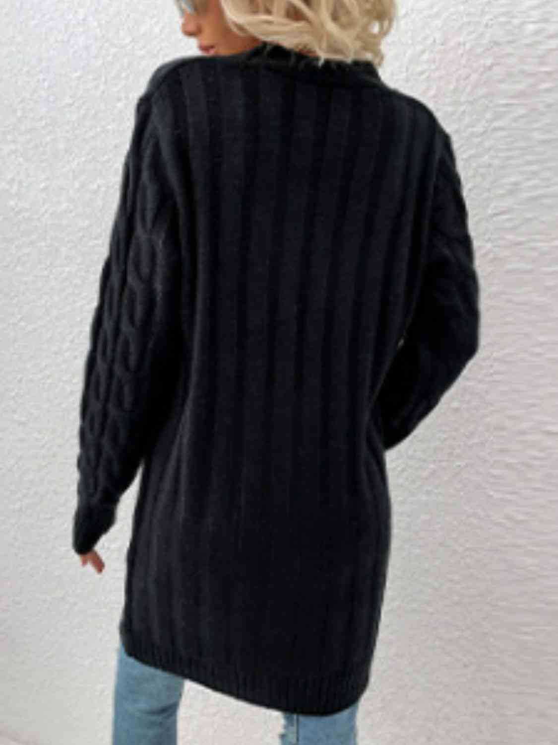 Maxct &Cable-Knit Button Down Cardigan with Pockets
