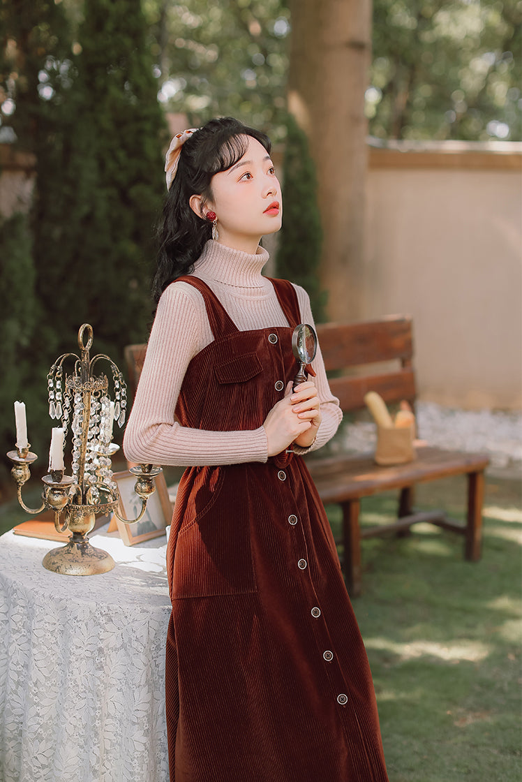 Corduroy Button Up Midi Dress Maxct