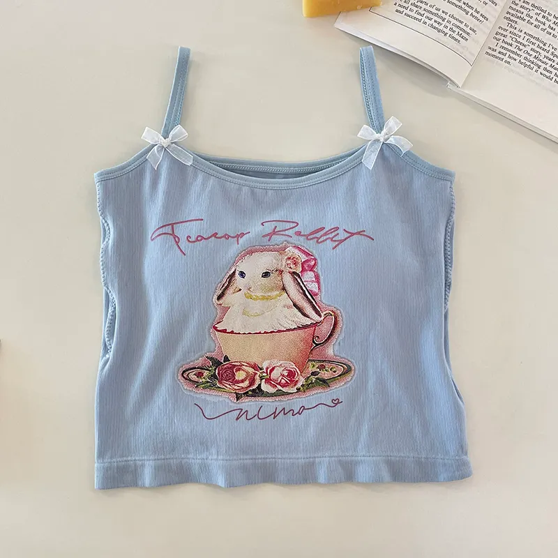 Maxct Rabbit Print Sleeveless Tank Tops Cartoon Women's Camisole Korean Version
