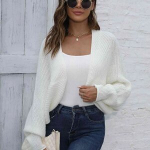 Maxct &Bat Sleeve Open Front Short Cardigan