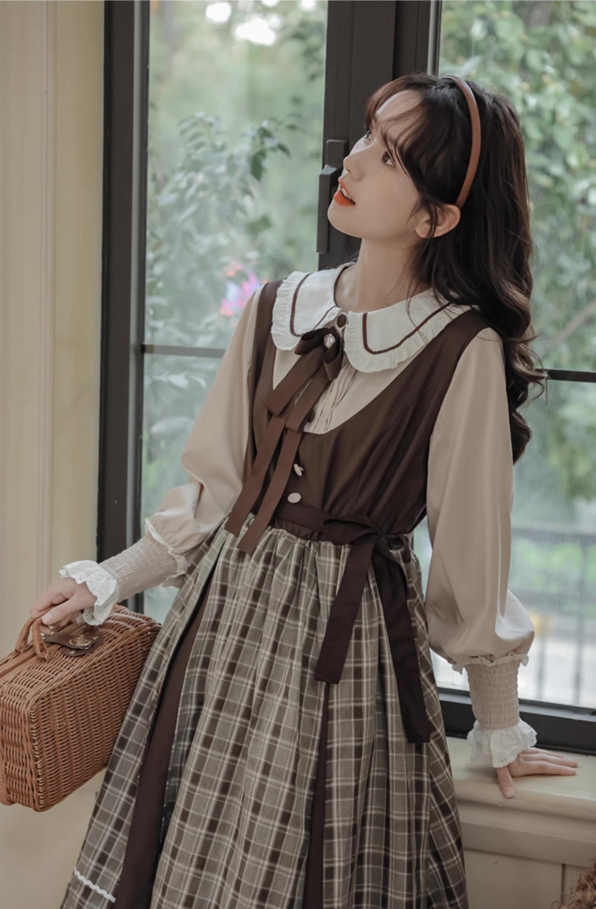 Mocca Plaid Twofer Midi Dress Maxct
