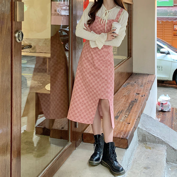 Heart Checkerboard Asymmetrical Dress Maxct