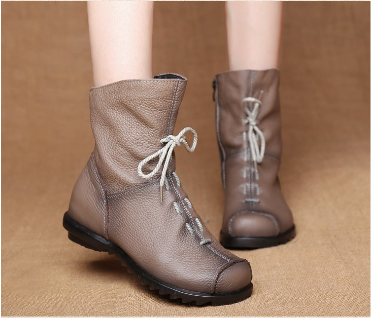Retro-Style Handmade Leather Boots for Women - true-deals-club