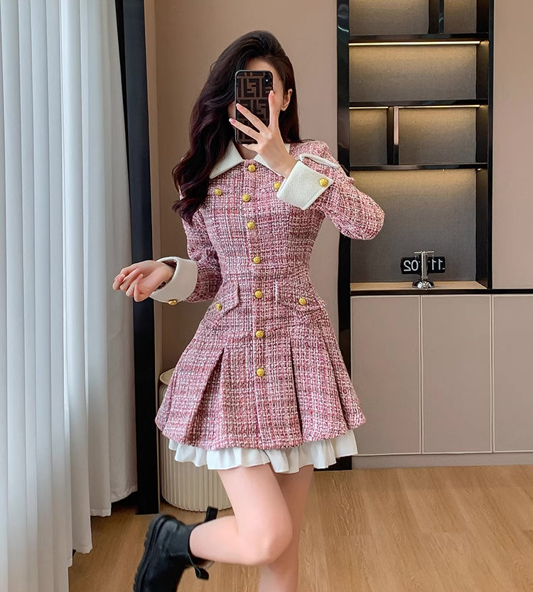 Flirty Plaid Tweed Mini Dress Maxct