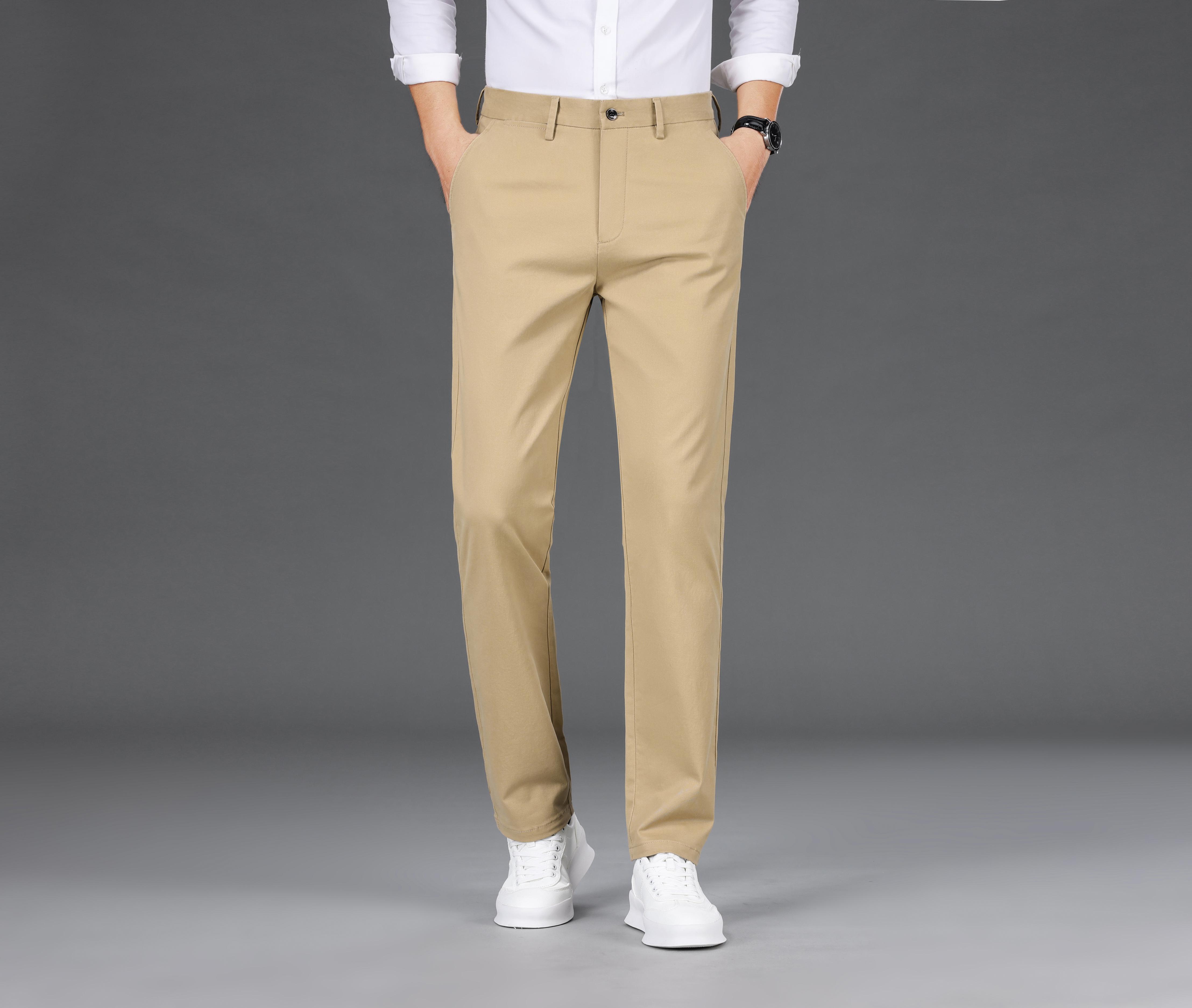 Men's Casual Pants For Fall Winter Business, Classic Design Stretch Dress Pants