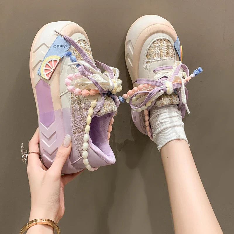 Cute Platform Round Toe Sneakers for Teens Maxct