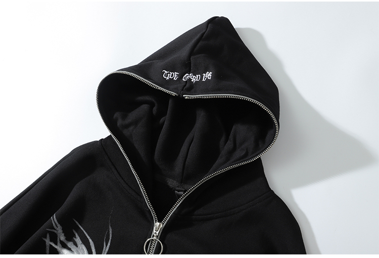 Punk Graphic Print Zipper Hoodie - true deals club