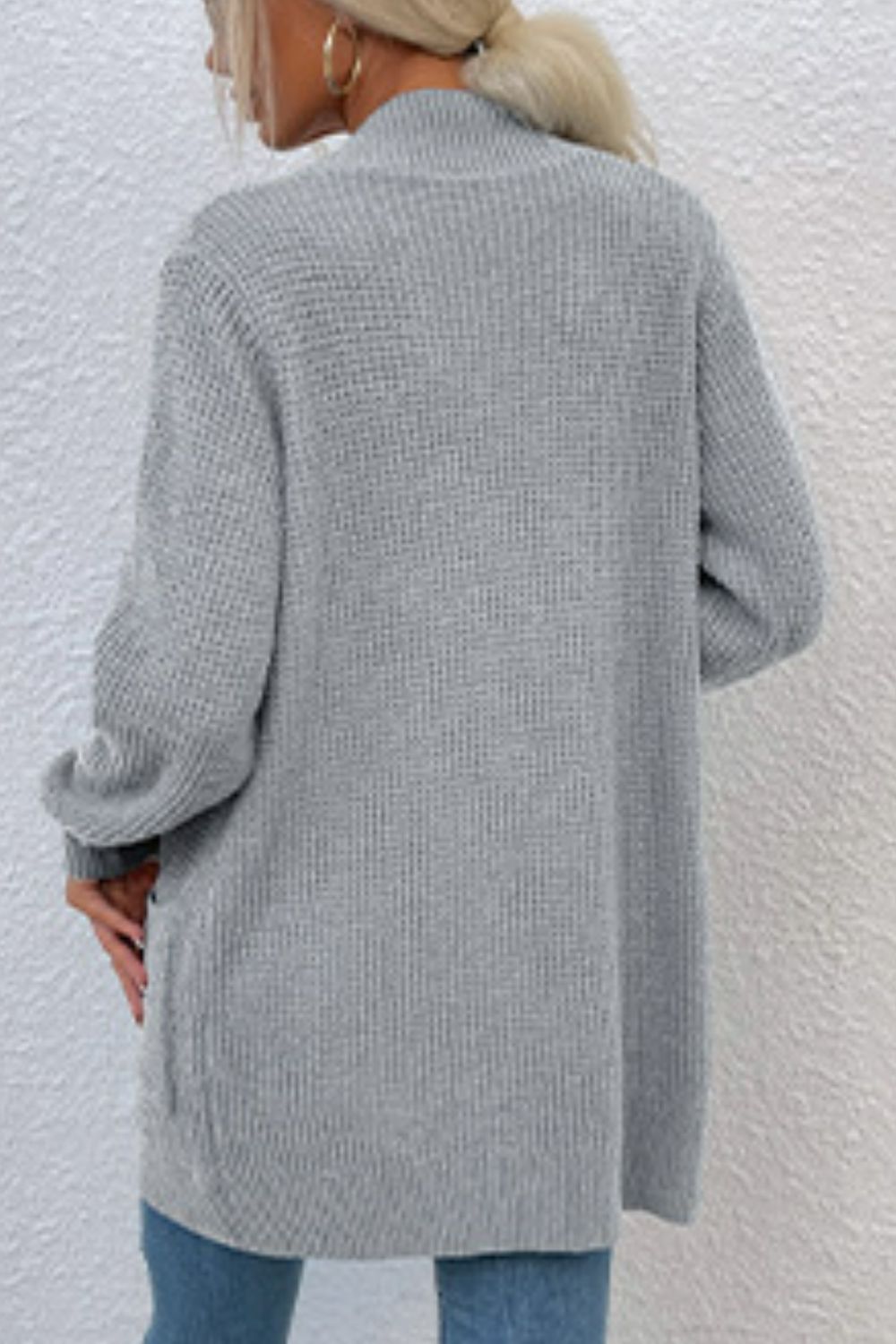 Maxct &Open Front Rib-Knit Cardigan with Pockets