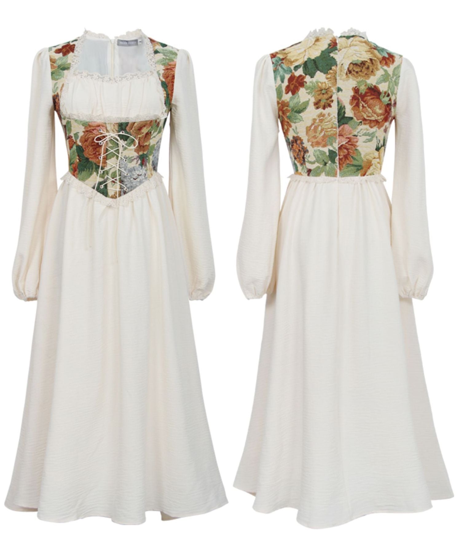 Floral Tapestry Jacquard Corset Dress Maxct