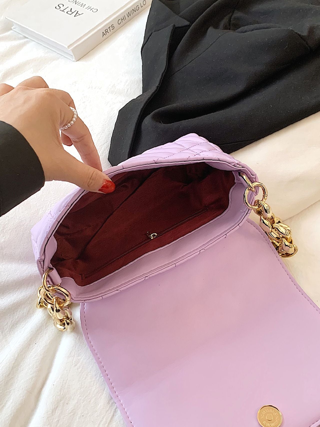 Bag For Love - Minimalist Quilted Flap Square Bag - Women Maxct Bags