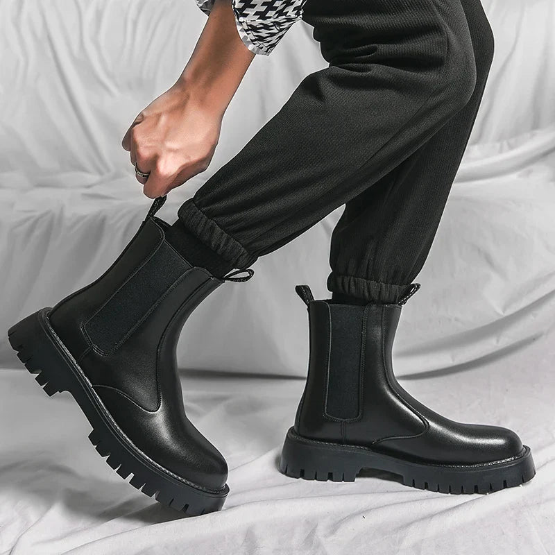 Leather Chelsea Ankle Boots - Easy Slip-On Style for Men Maxct