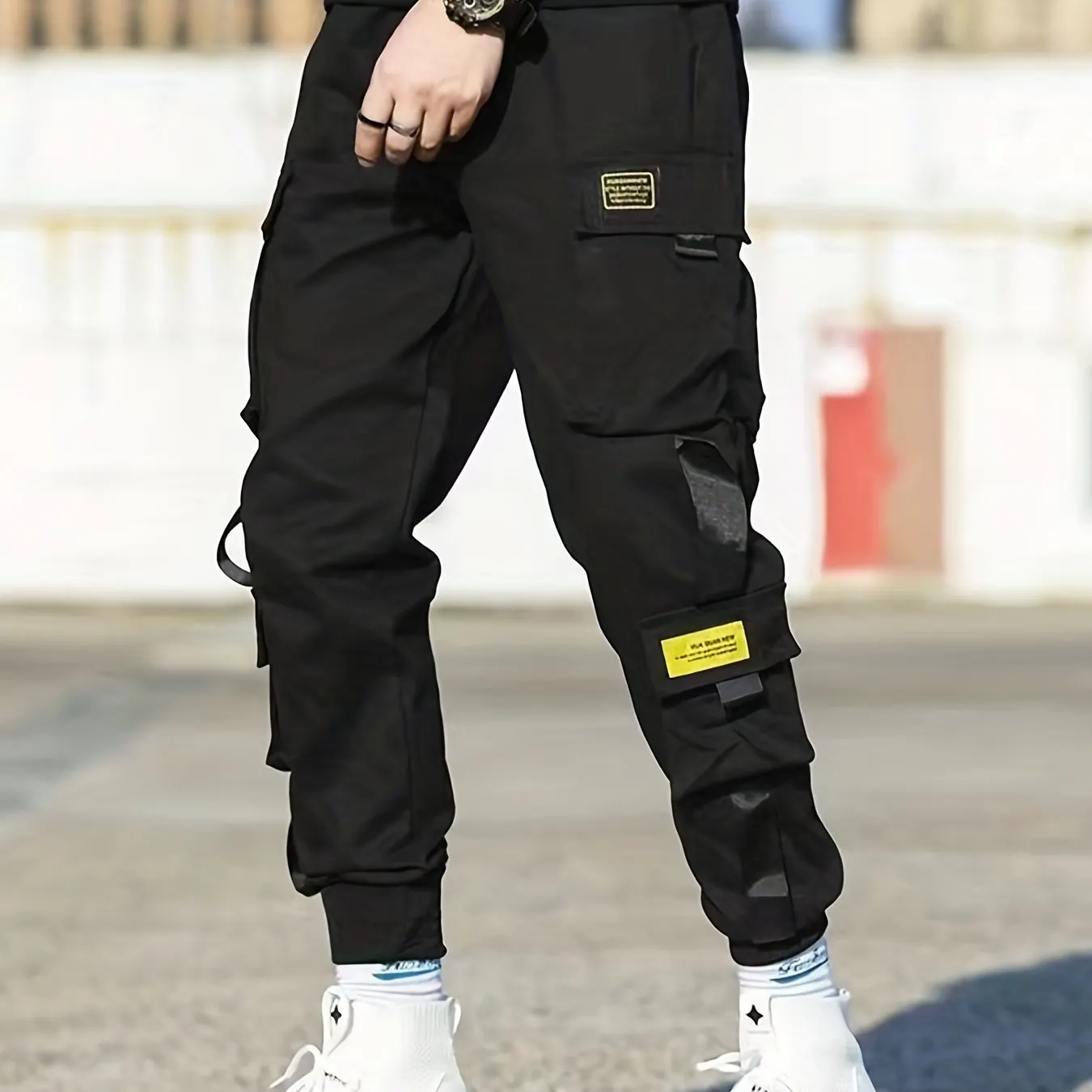Maxct Classic Design Multi Flap Pockets Cargo Pants, Men's Casual Techwear Drawstring Cargo Pants Hip Hop Joggers For Autumn Summer Outdoor