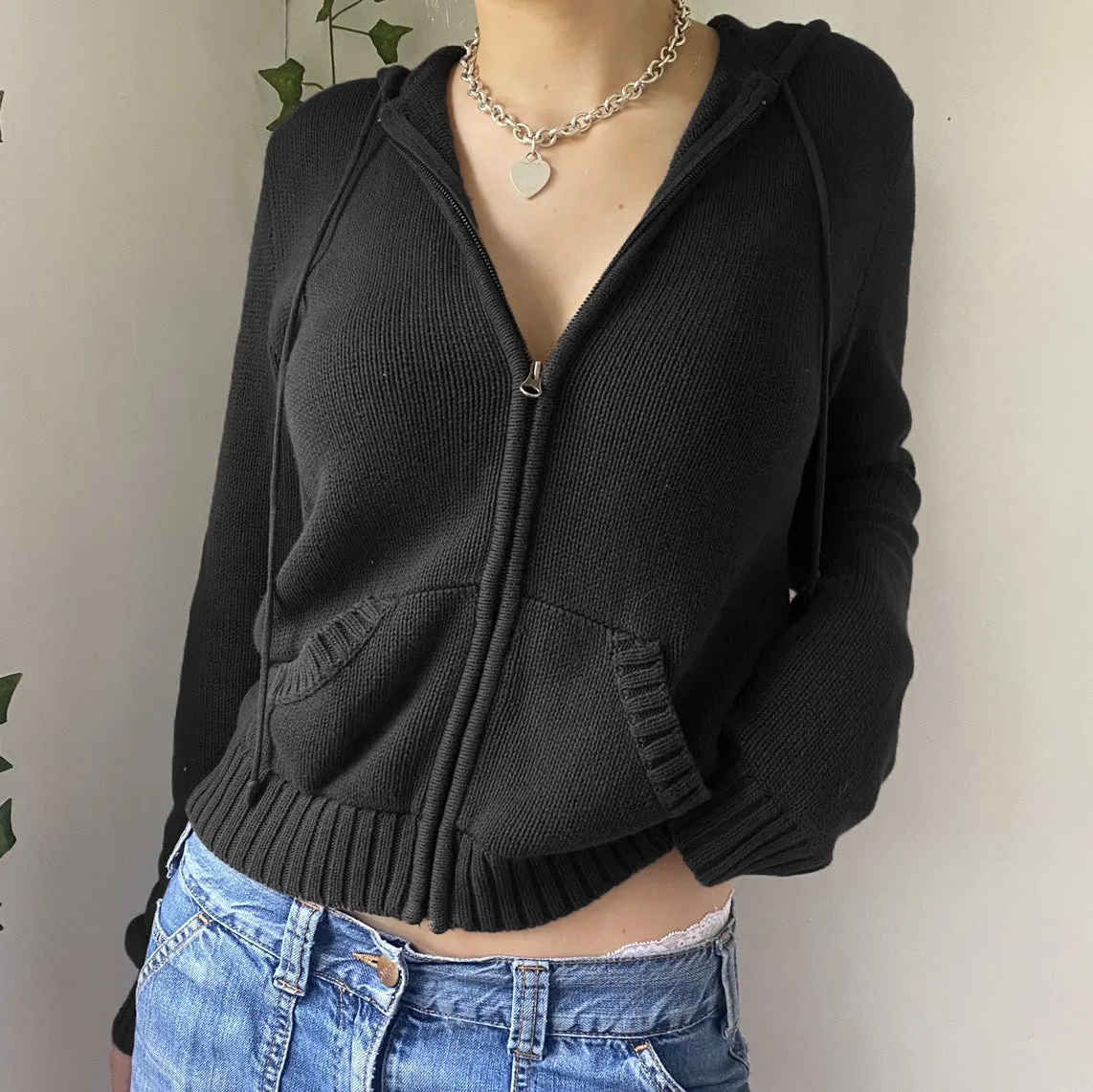 Maxct Slim Zipper Casual Hooded Sweater