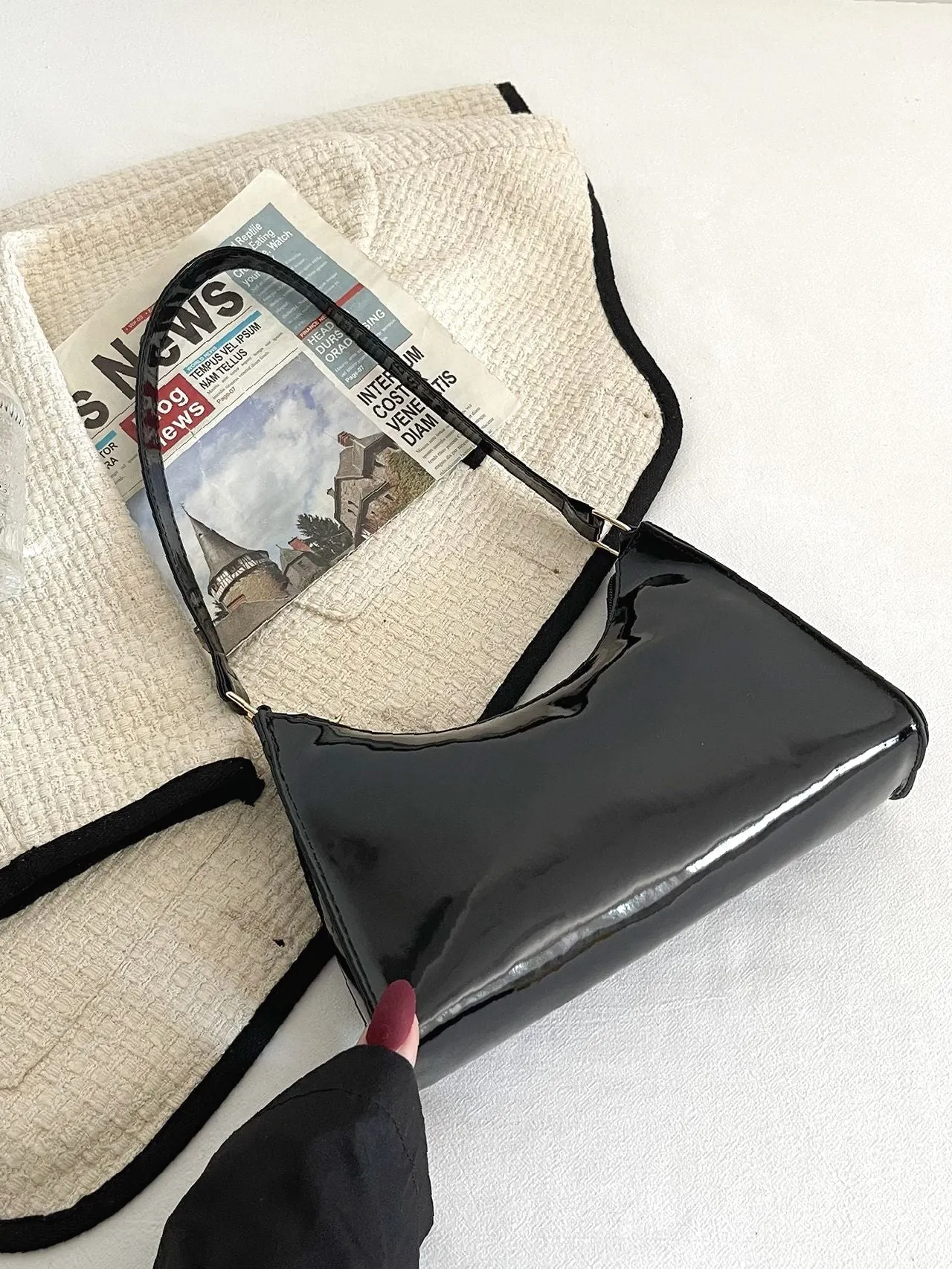 Bag For Love - Artificial Patent Leather Square Bag  - Women Maxct Bags