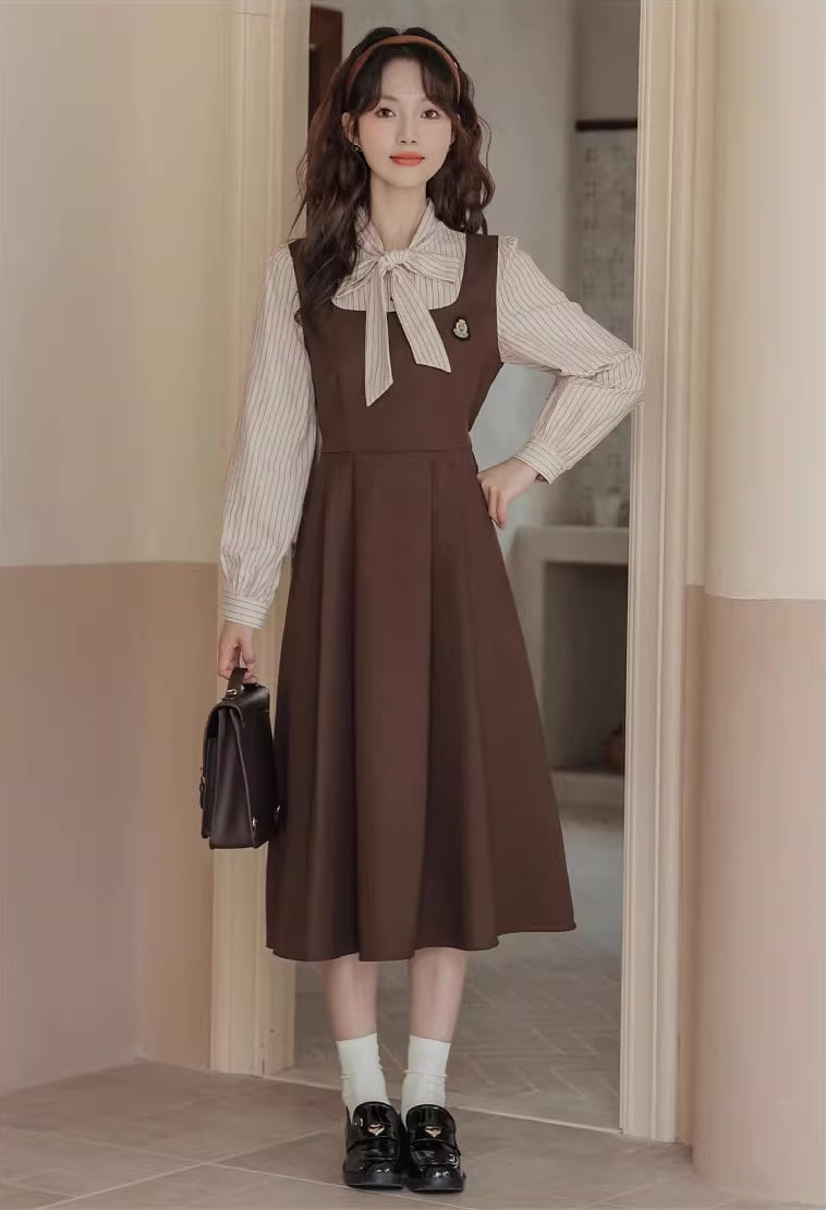Stripe Academia Twofer Midi Dress Maxct