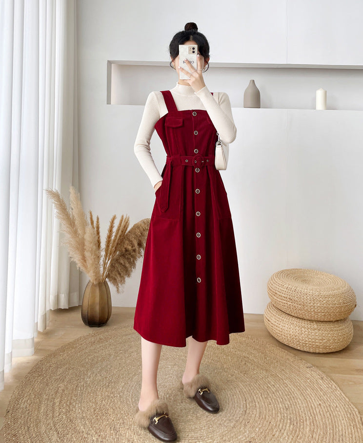 Corduroy Button Up Midi Dress Maxct