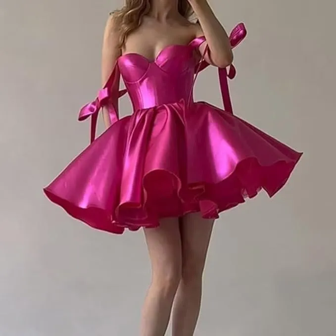 Maxct avant garde dress to impress Wedding Dress Mini Satin Dress Tube Top Backless Satin Banquet Party Skirt