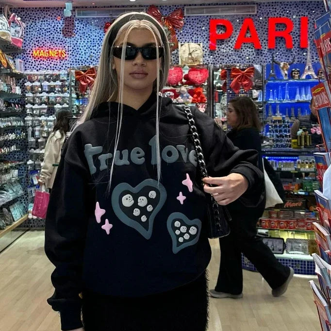 Maxct Harajuku Hoodies Women Retro Y2k Oversize Zipper Letter Embroidery Sweatshirts Autumn Winter Clothes Women K Pop Clothes Anime