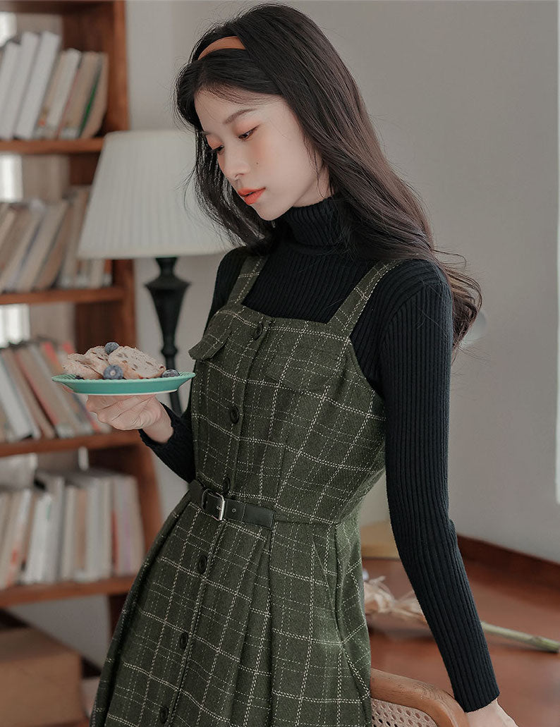 Button Up Plaid Cami Midi Dress Maxct