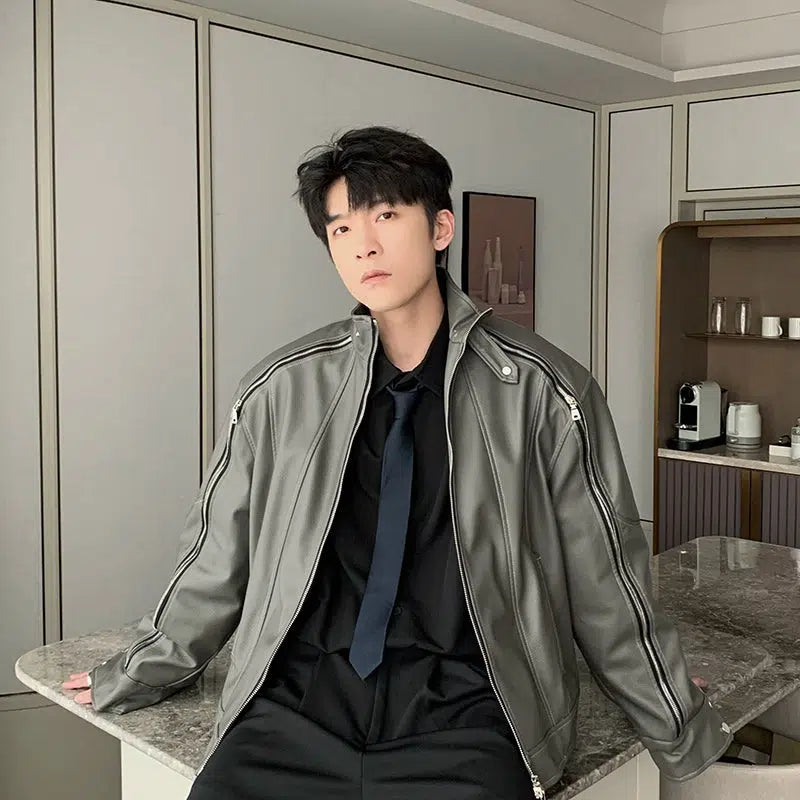 Maxct Velvet Warm Fleece Leather Jacket