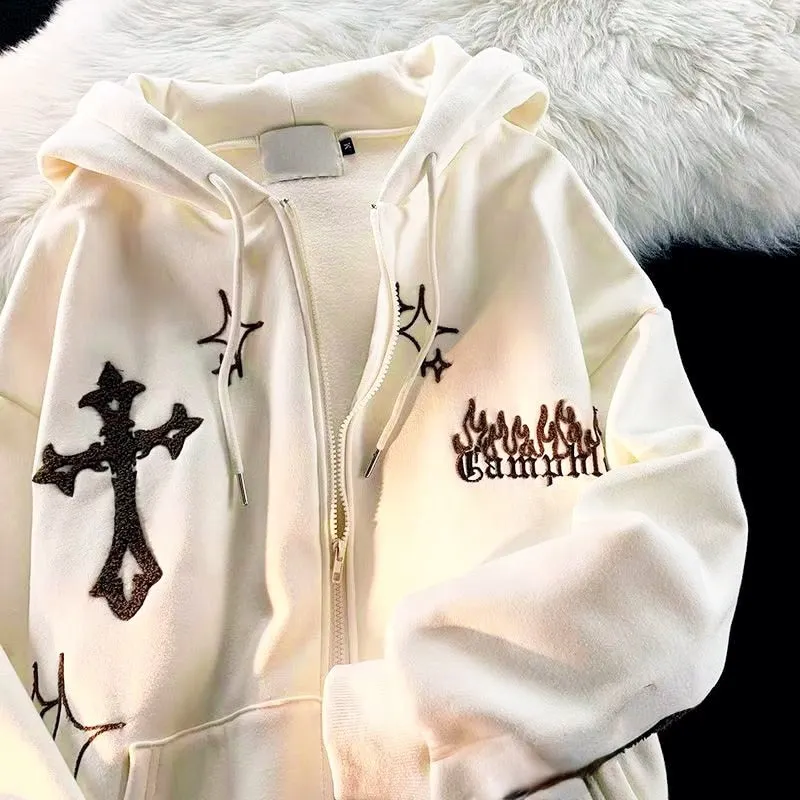 High Street Graphic Zip Hoodie for Women Maxct
