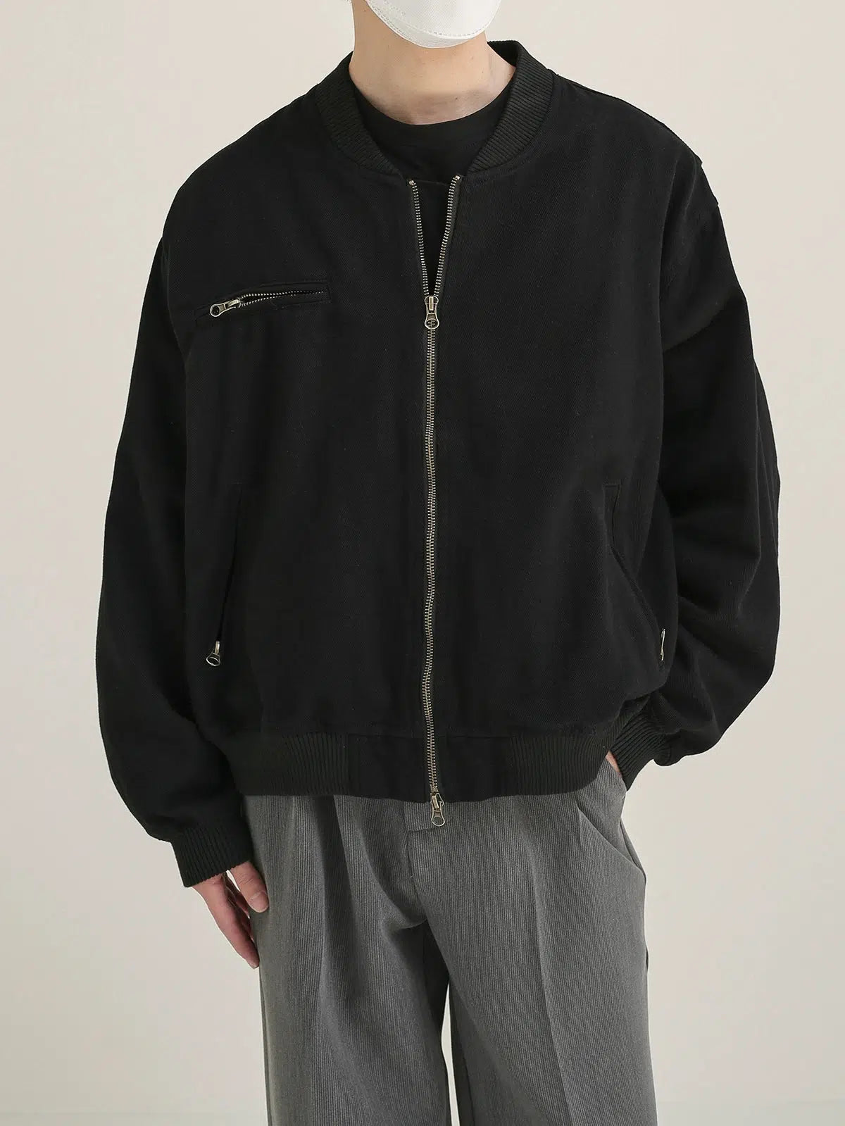 Maxct Washed Baseball Collar Short Jacket