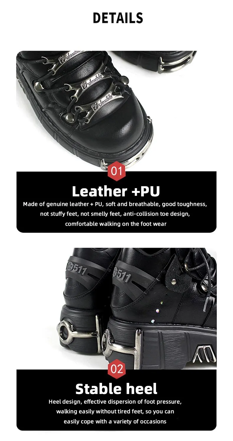 Punk Style Women's 6CM Heel Platform Goth Metal Decor Sneakers - true deals club