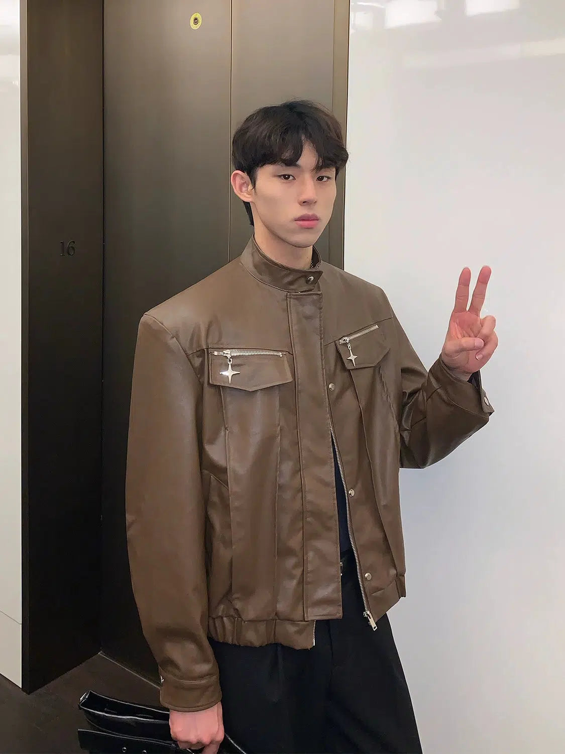 Maxct Zipper Leather Motorcycle Jacket