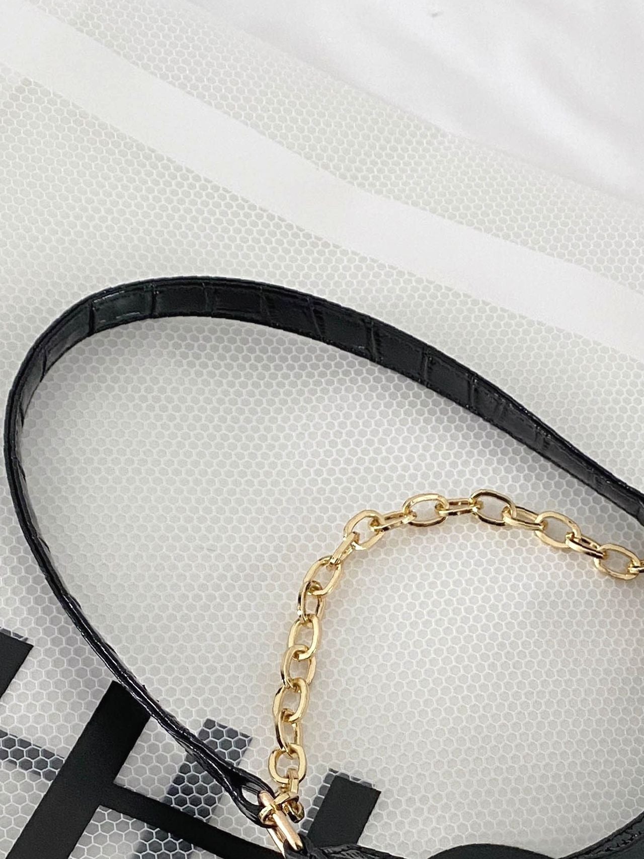 Bag For Love - Chain Decor Croc Embossed Maxct Bag  - Women Maxct Bags